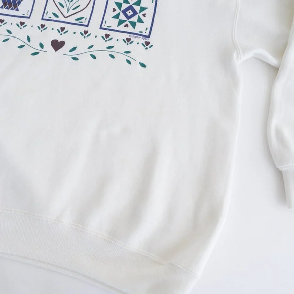 Vintage Gopher Sport White Puff Print Floral Heart Purple Collared Sweater XL - Picture 6 of 11